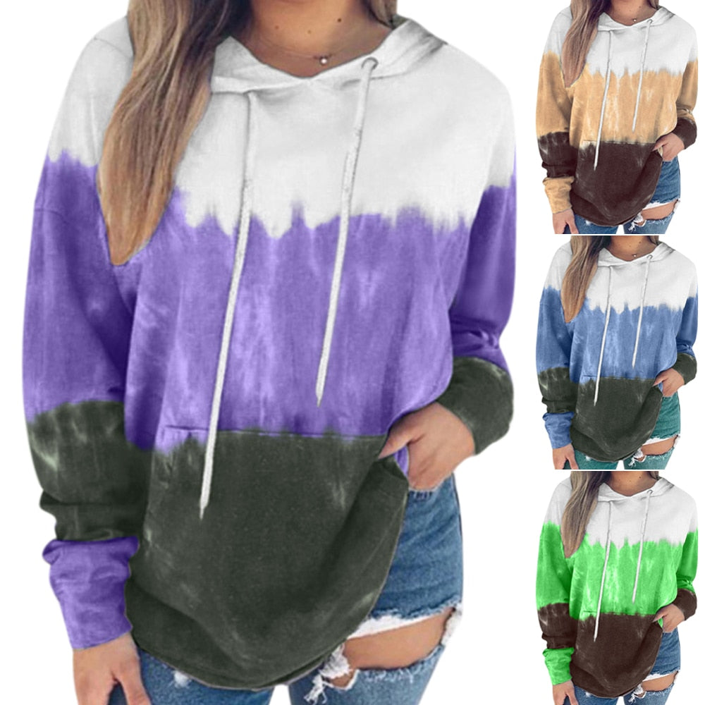 VLTGE tie-dye print hoodie oversized long sleeve streetwear front view