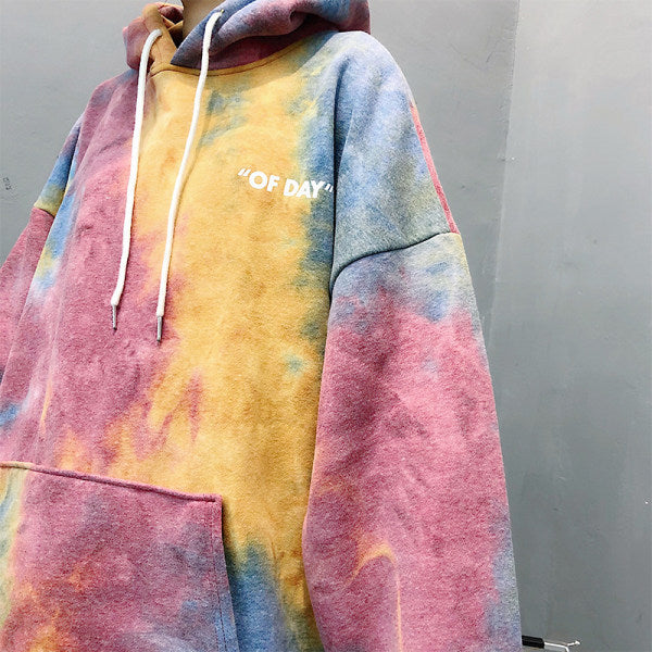 VLTGE tie-dye loose hoodie Korean boyfriend streetwear side view