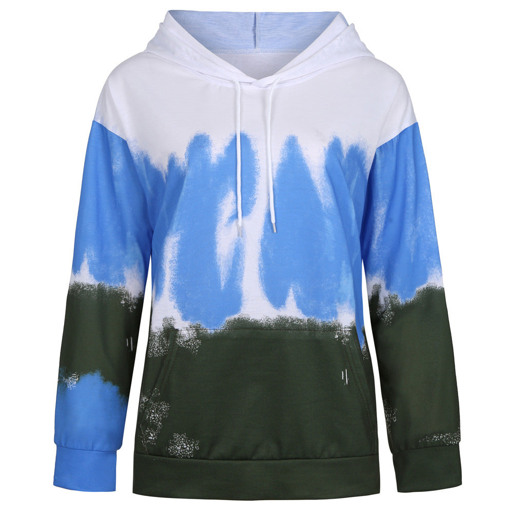 VLTGE tie-dye print hoodie oversized long sleeve streetwear front view