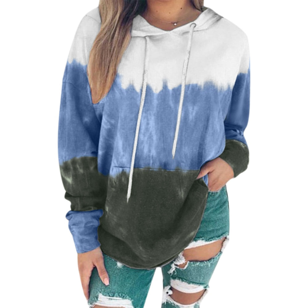 VLTGE tie-dye print hoodie oversized long sleeve streetwear front view