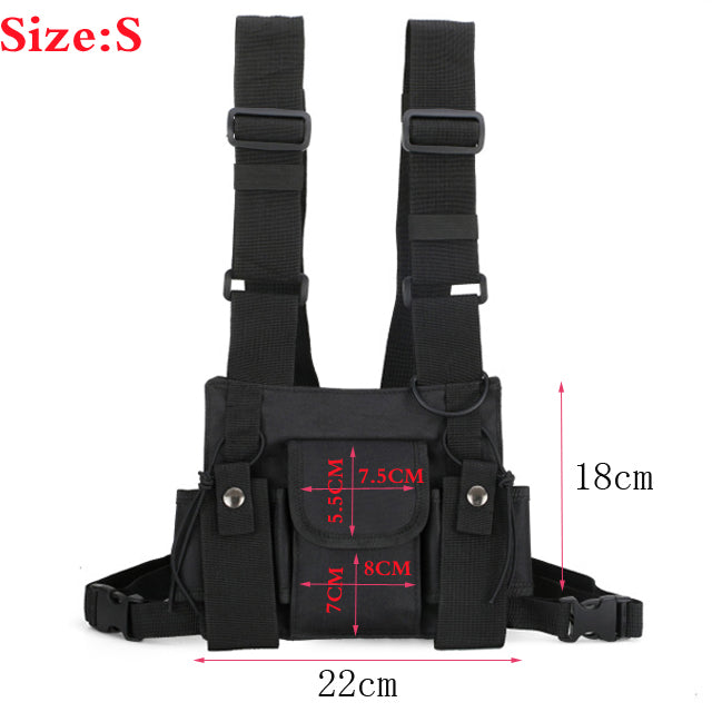 VLTGE canvas chest rig bag black unisex streetwear front view