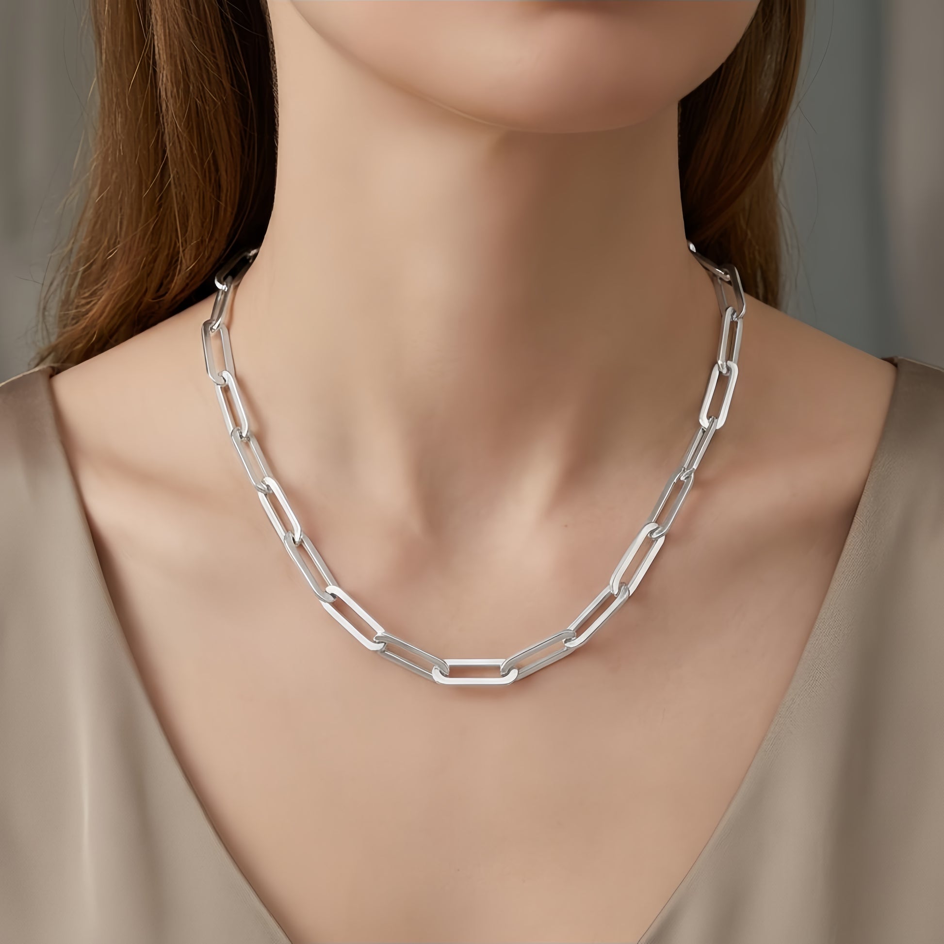 VLTGE chunky paperclip chain sterling silver unisex streetwear front view