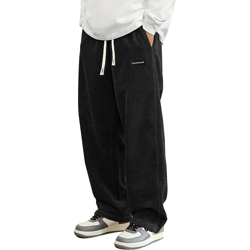 VLTGE men's loose fit drawstring trousers streetwear side view