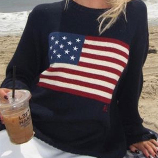 VLTGE oversized knitted cotton sweater relaxed fit streetwear front view