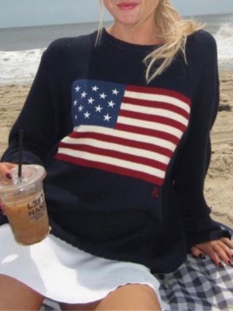 VLTGE oversized knitted cotton sweater relaxed fit streetwear front view
